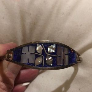 SS Lapis and Mother of Pearl Inlay Bracelet